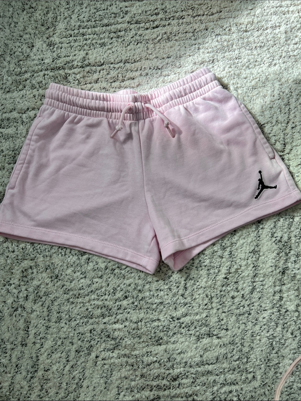 Jordan Girls Light Pink Athletic Fleece Shorts with Jumpman Logo